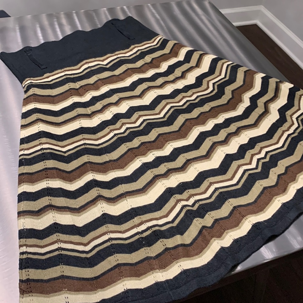 Lapis Chevron Knit Fit and Flare Skirt Size M
